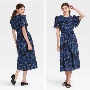 Who What Wear Women's Printed Ruffle Short Sleeve Shirtdress